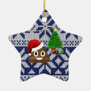 Adorno De Cerámica navidades feos suéter poop emoji