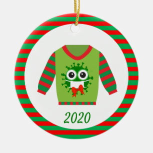 Adorno De Cerámica Navidades feos Sweater Covid Coronavirus 2020