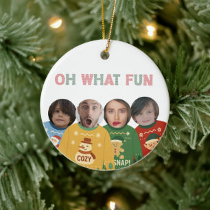 Adorno De Cerámica Navidades feos Sweater Funny Face Personalizado