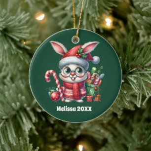 Adorno De Cerámica Navidades festivos añaden conejo de mensajes de añ