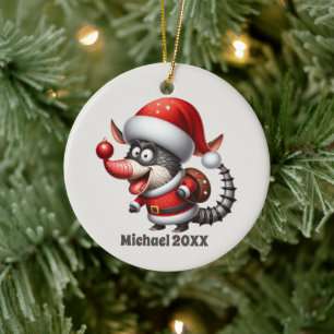 Adorno De Cerámica Navidades festivos añaden mensaje Armadillo