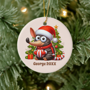 Adorno De Cerámica Navidades festivos añaden nombre año armadillo