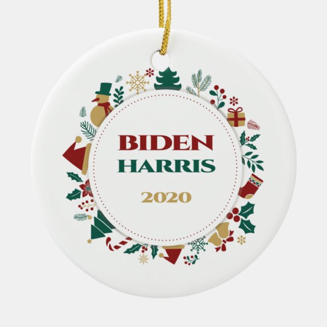 Adorno De Cerámica Navidades festivos Biden/Harris 2020 (Frente)