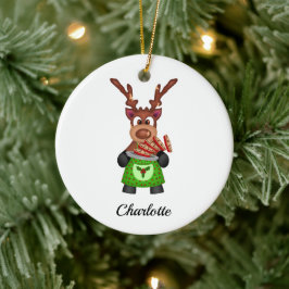 Adorno De Cerámica Navidades festivos bonitos reno personalizado
