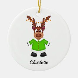 Adorno De Cerámica Navidades festivos bonitos reno personalizado