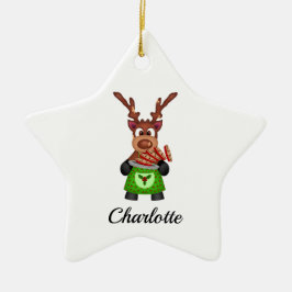Adorno De Cerámica Navidades festivos bonitos reno personalizado