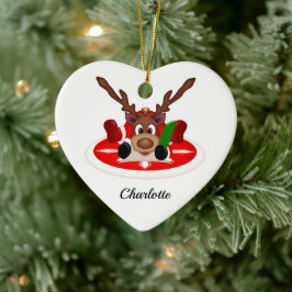 Adorno De Cerámica Navidades festivos bonitos reno personalizado