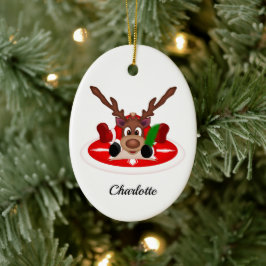 Adorno De Cerámica Navidades festivos bonitos reno personalizado