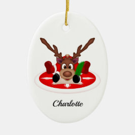 Adorno De Cerámica Navidades festivos bonitos reno personalizado