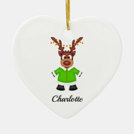 Adorno De Cerámica Navidades festivos bonitos reno personalizado