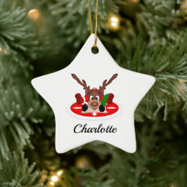 Adorno De Cerámica Navidades festivos bonitos reno personalizado