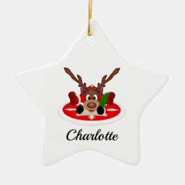 Adorno De Cerámica Navidades festivos bonitos reno personalizado