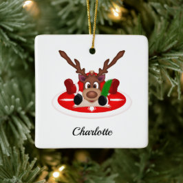 Adorno De Cerámica Navidades festivos bonitos reno personalizado