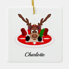 Adorno De Cerámica Navidades festivos bonitos reno personalizado
