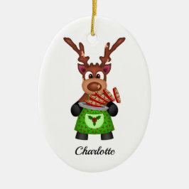 Adorno De Cerámica Navidades festivos bonitos reno personalizado