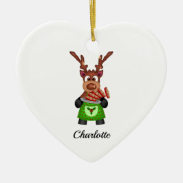 Adorno De Cerámica Navidades festivos bonitos reno personalizado