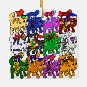 Adorno De Cerámica Navidades festivos Jolly Meowy gatos