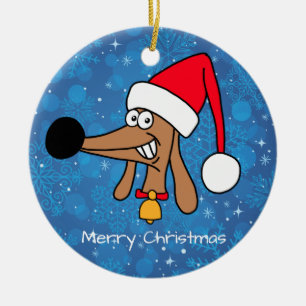 Adorno De Cerámica Navidades festivos Perro Dachshund