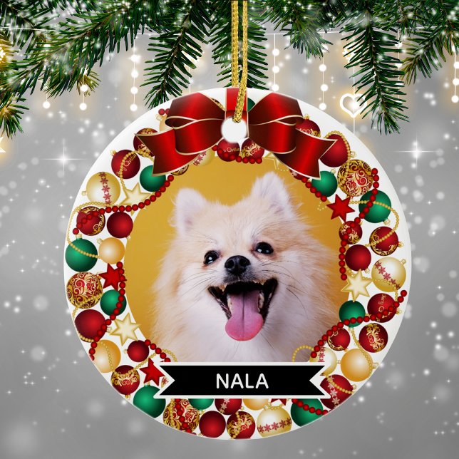 Adorno De Cerámica Navidades festivos Personalizado de corona Mascota (Pomeranian ornament)