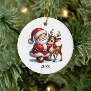 Adorno De Cerámica Navidades festivos Santa agrega año y mensaje