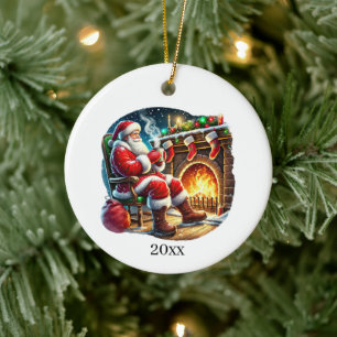 Adorno De Cerámica Navidades festivos Santa agrega año y mensaje