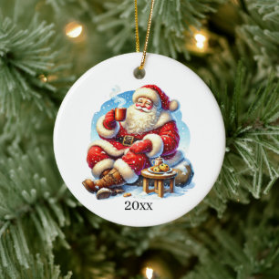 Adorno De Cerámica Navidades festivos Santa agrega año y mensaje