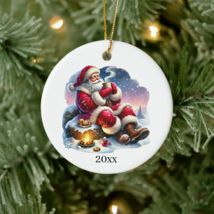 Adorno De Cerámica Navidades festivos Santa agrega año y mensaje