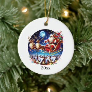 Adorno De Cerámica Navidades festivos Santa agrega año y mensaje