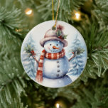 Adorno De Cerámica navidades festivos snowman agregar mensaje<br><div class="desc">navidades festivos snowman añaden mensaje Ornamento cerámico</div>