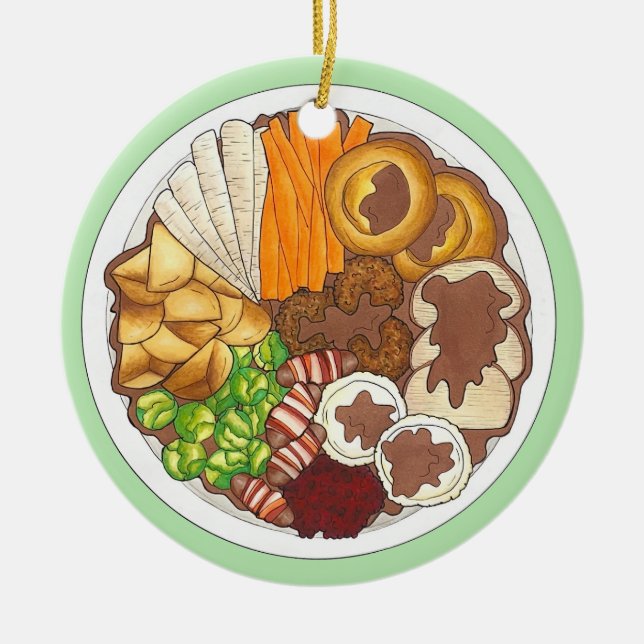 Adorno De Cerámica Navidades Fiesta de cena Gran Bretaña Festividad c (Frente)