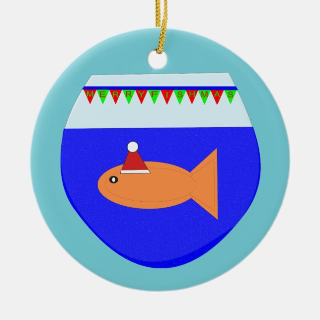 Adorno De Cerámica Navidades fiesta Goldfish Personalizado Ornament (Frente)