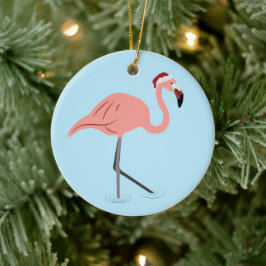 Adorno De Cerámica Navidades Flamingo