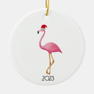 Adorno De Cerámica Navidades Flamingo Ornament