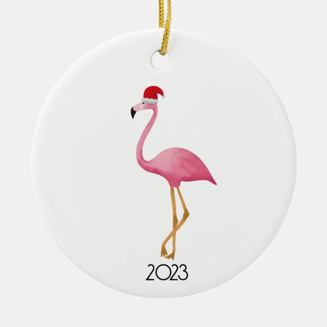 Adorno De Cerámica Navidades Flamingo Ornament (Frente)
