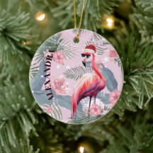 Navidades Flamingo Santa Hat Tropical