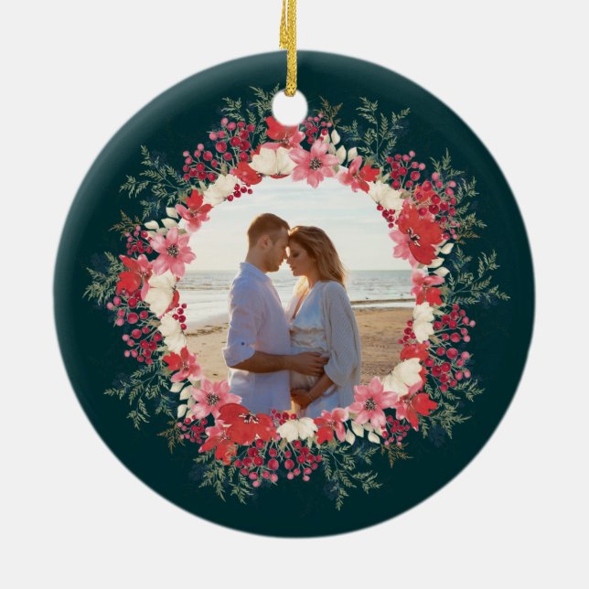 Adorno De Cerámica navidades florales clásicos botánicos 2 foto (Atrás)