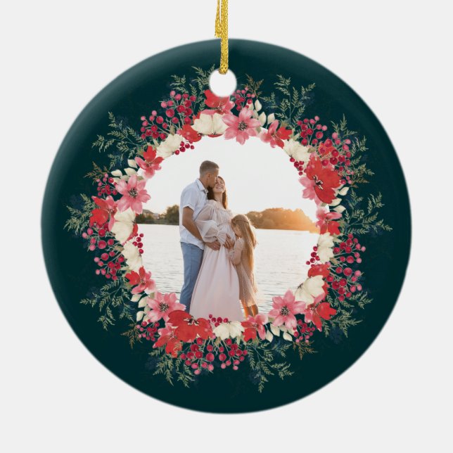 Adorno De Cerámica navidades florales clásicos foto botánica familiar (Atrás)