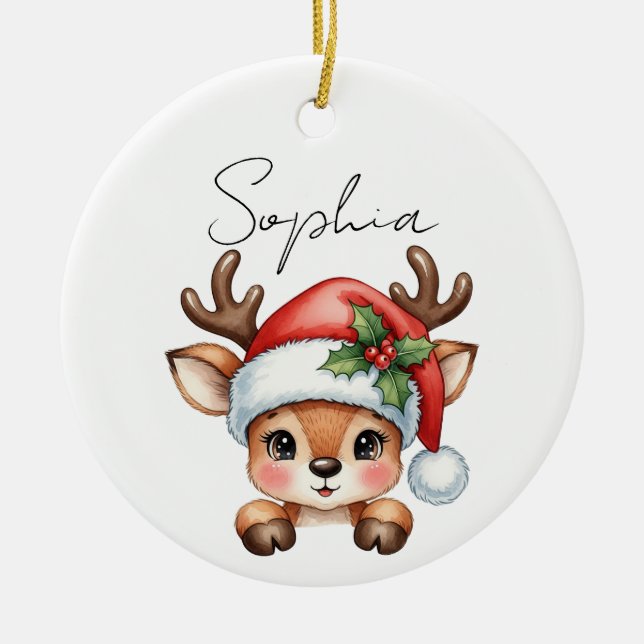 Adorno De Cerámica Navidades florales de Cute Coquette (Frente)