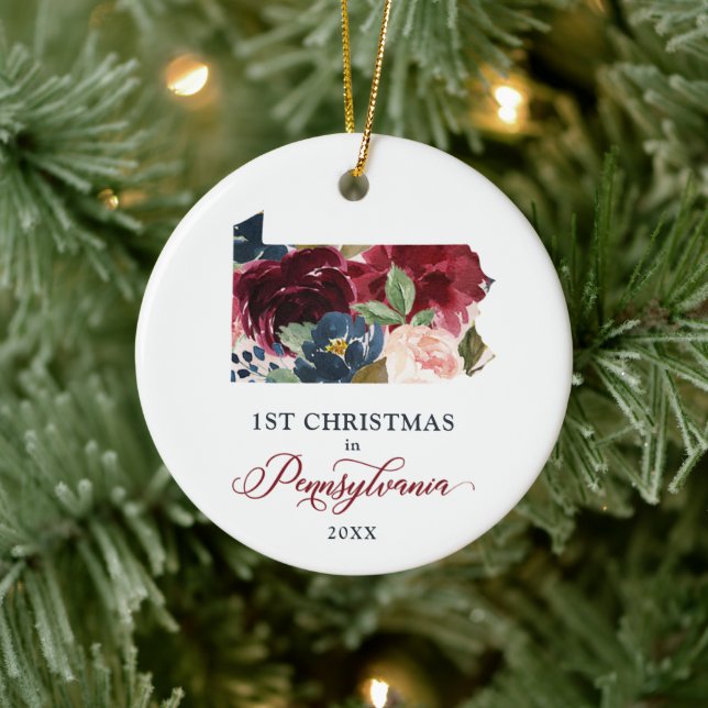 Adorno De Cerámica Navidades Florales En Pensilvania Personalizados (Árbol)