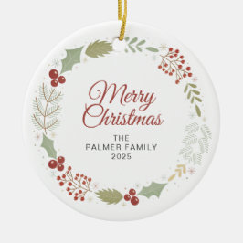Adorno De Cerámica Navidades florales Wreath Family Photo