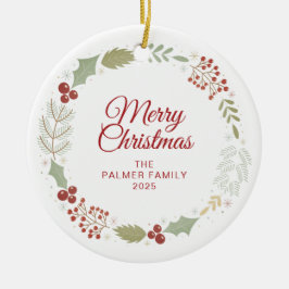 Adorno De Cerámica Navidades florales Wreath Family Photo