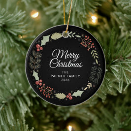 Adorno De Cerámica Navidades florales Wreath Family Photo