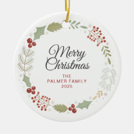Adorno De Cerámica Navidades florales Wreath Family Photo