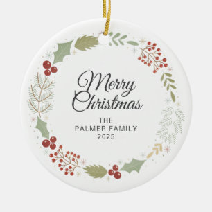 Adorno De Cerámica Navidades florales Wreath Family Photo