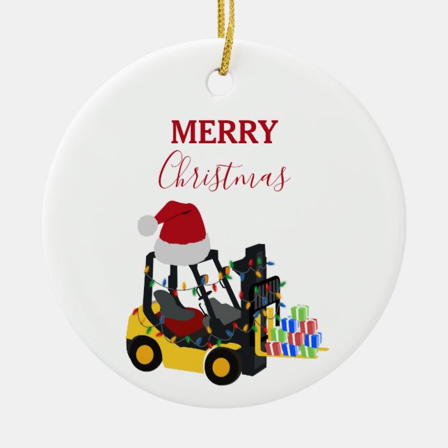 Adorno De Cerámica Navidades Forklift Truck (Frente)