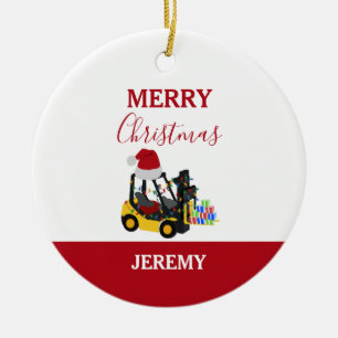 Adorno De Cerámica Navidades Forklift Truck