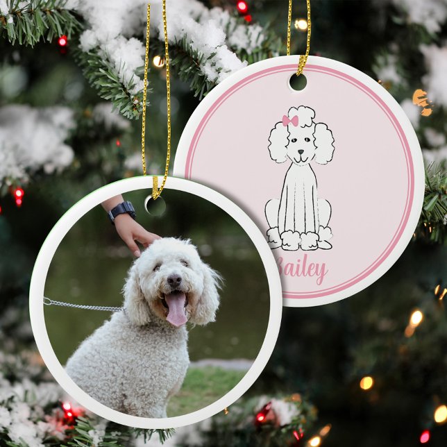 Adorno De Cerámica Navidades Foto de cachorro perro caniche blanco (Subido por el creador)
