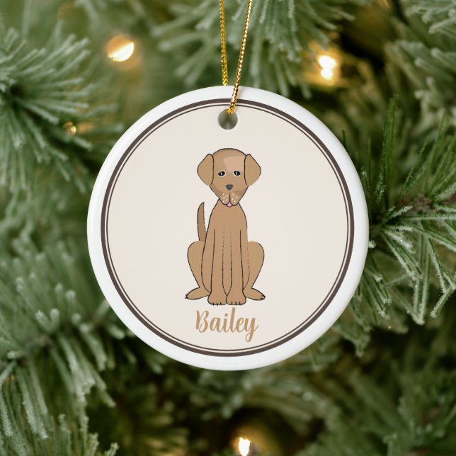 Adorno De Cerámica Navidades Foto de cachorro perro labrador (Árbol)
