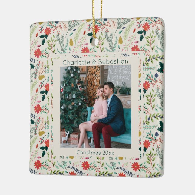 Adorno De Cerámica Navidades foto de follaje de invierno personalizad (Izquierda)