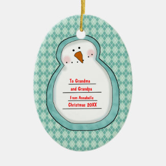 Adorno De Cerámica Navidades Foto Personalizable Snowman